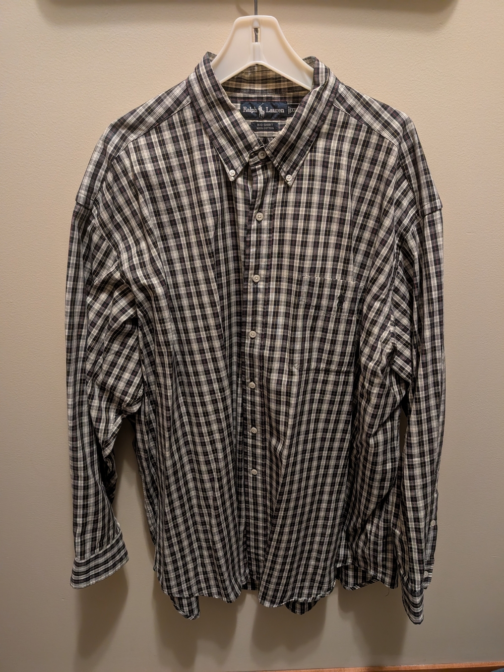 Ralph Lauren Men's Black and White Plaid Button-Down Shirt